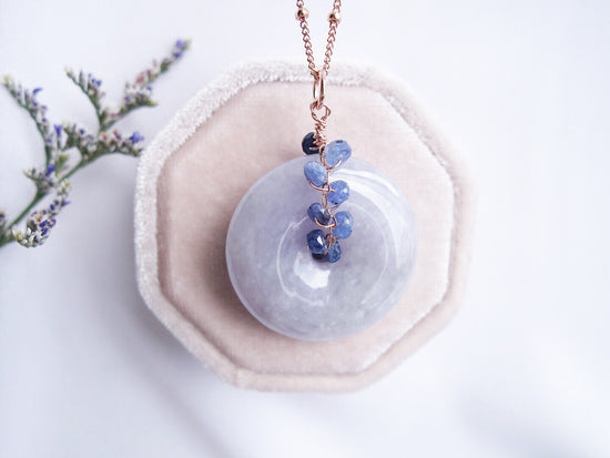Lavender Jade Necklace with Sapphire Vine