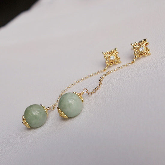 Intricate Stud and Dangling Jade Earrings