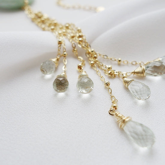 Jade with Green Amethyst Tassel Necklace