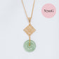 Jade with Small Peranakan Tile Necklace - Gold
