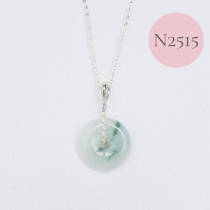 Petite Unique Jade Donut Necklace - Sterling Silver