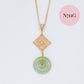 Jade with Small Peranakan Tile Necklace - Gold
