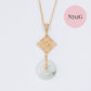 Jade with Small Peranakan Tile Necklace - Gold