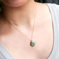Deluxe Jade Pendant with Glorious Floral Vine in 14K Yellow Gold - 1393JPY