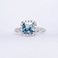 Blue Zircon Halo Ring - 14K White Gold 1442BZ