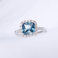 Blue Zircon Halo Ring - 14K White Gold 1442BZ