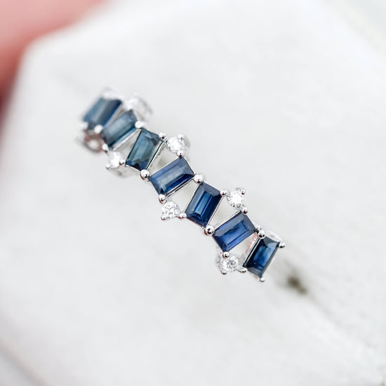Blue Sapphire Gala Ring in 14K White Gold