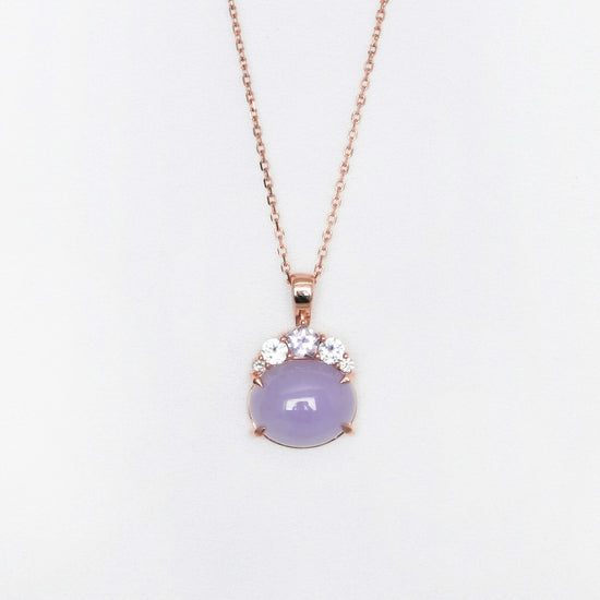 Crown Lavender Jade Pendant in 9K Rose Gold - Lilac Sapphire