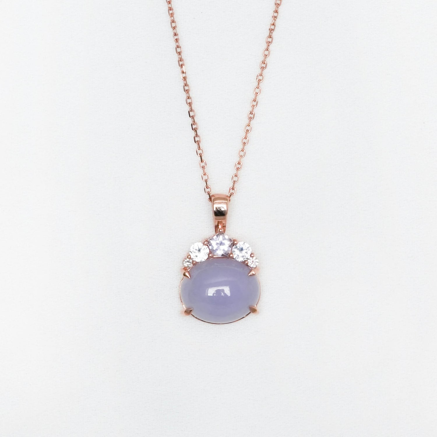 Crown Lavender Jade Pendant in 9K Rose Gold - Lilac Sapphire