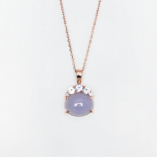 Crown Lavender Jade Pendant in 9K Rose Gold - Lilac Sapphire