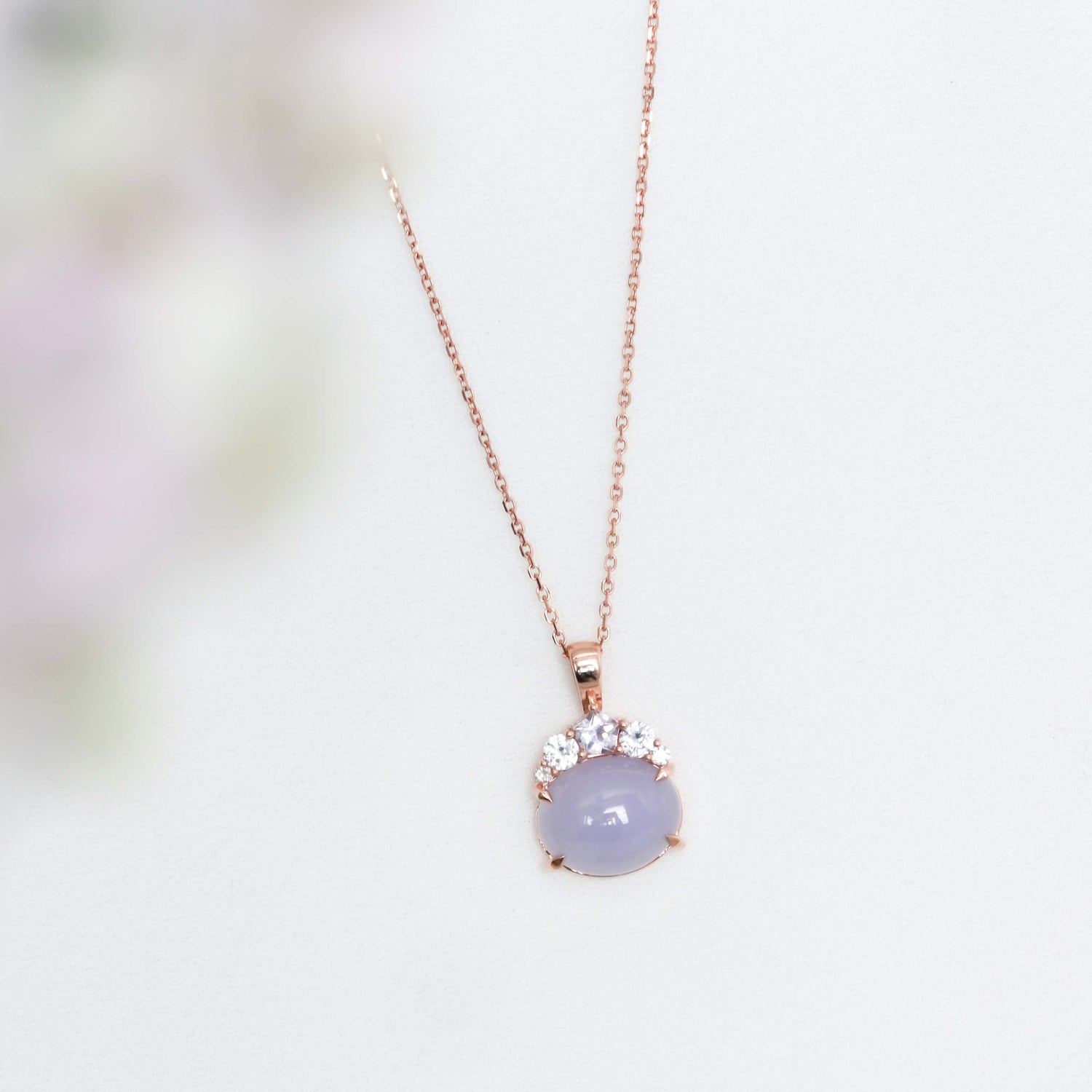 Crown Lavender Jade Pendant in 9K Rose Gold - Lilac Sapphire