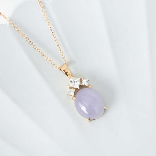 Zenith Lavender Jade Pendant in 9K Yellow Gold