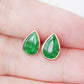 Unique Jade Bezel Ear Studs - 1524JER