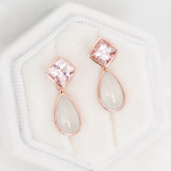 Morganite and Detachable Snow Jade Earrings - 1525JER