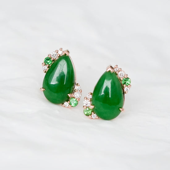 Green Jade Icing Earrings - 1527JER