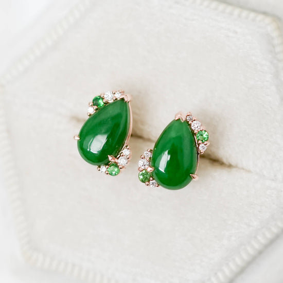 Green Jade Icing Earrings - 1527JER