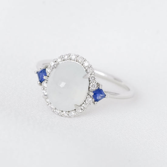 Snow Jade Mod Halo Ring - 1531JRW