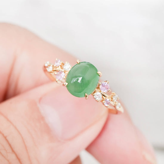 Green Jade Stardust Ring - 1534JRY