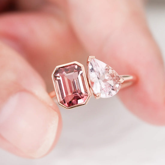 Tourmaline and Morganite Toi Et Moi Ring - 1537TMR