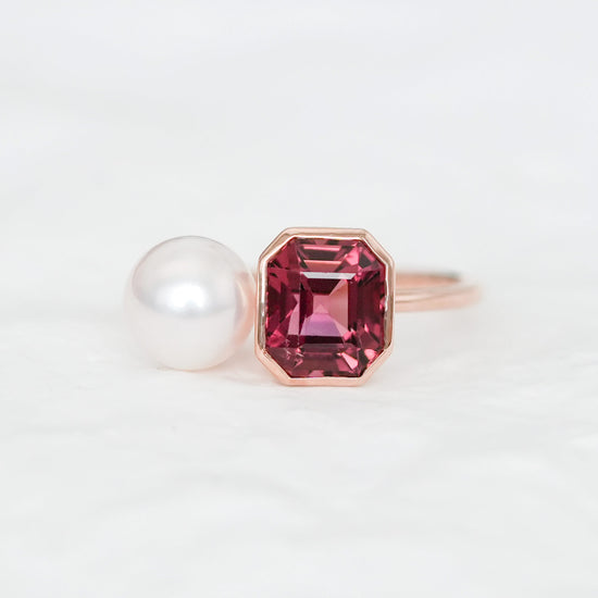 Tourmaline and Akoya Pearl Toi Et Moi Ring - 1538TPR