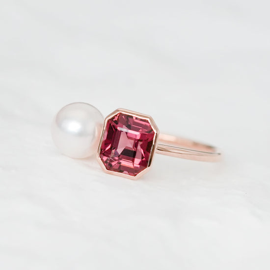 Tourmaline and Akoya Pearl Toi Et Moi Ring - 1538TPR