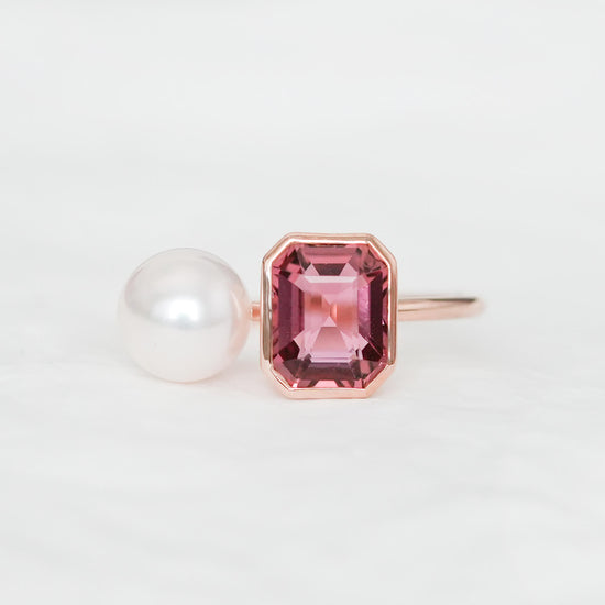 Tourmaline and Akoya Pearl Toi Et Moi Ring - 1539TPR