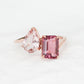 Tourmaline and Morganite Curved Toi Et Moi Ring - 1540TMR