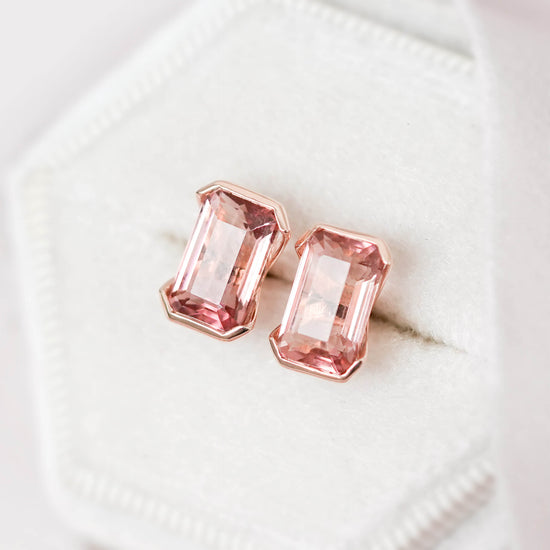 Tourmaline Corset Bezel Ear Studs - 1543TER