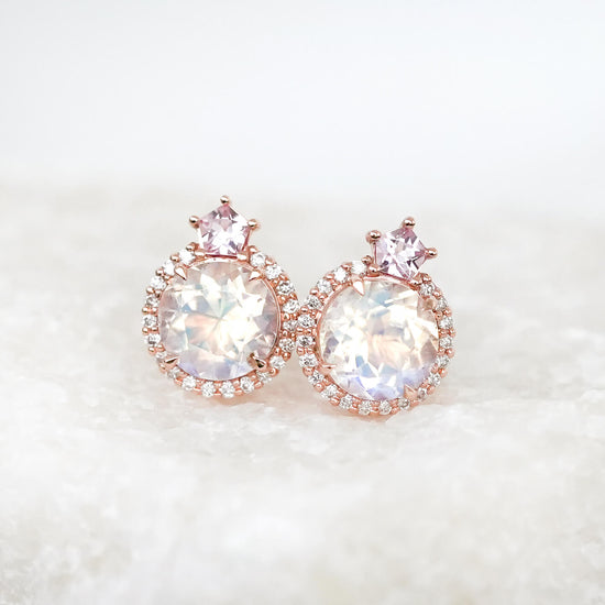 Peak Halo Moonstone Earrings - 1548MER