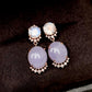 Moonstone and Lavender Jade Drip Earrings - 1550MER