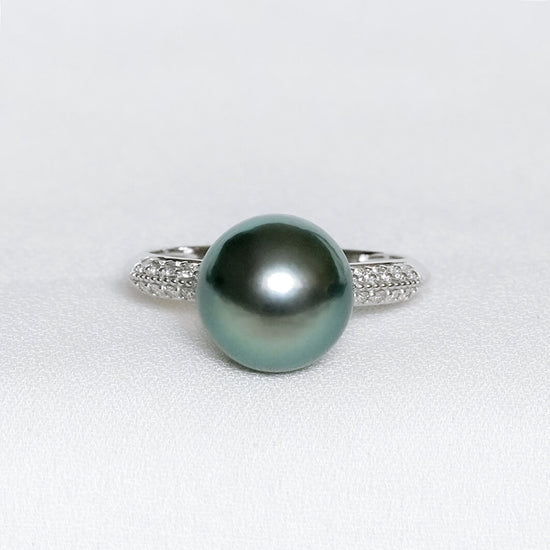 Tahitian Pearl Gemini Ring in 14K White Gold - 1577TRW