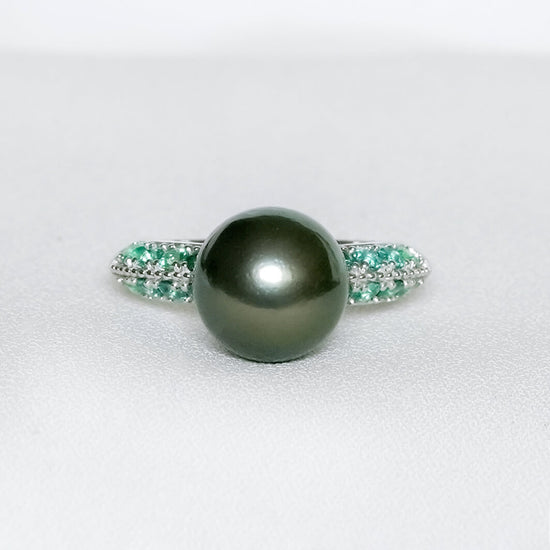 Tahitian Pearl Gemini Ring in 14K White Gold - 1578TRW