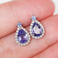 Tanzanite Royal Halo Earrings - 14K White Gold 1579TEW