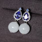 Tanzanite Royal Halo Earrings - 14K White Gold 1579TEW