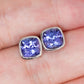 Tanzanite Bezel Earrings - 14K White Gold 1580TEW