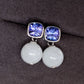 Tanzanite Bezel Earrings - 14K White Gold 1580TEW