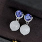 Tanzanite Horseshoe Earrings - 14K White Gold 1581TEW