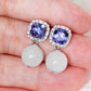 Tanzanite Princess Halo Earrings - 14K White Gold 1582TEW