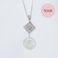 Jade with Small Peranakan Tile Necklace - Silver