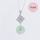 Jade with Small Peranakan Tile Necklace - Silver