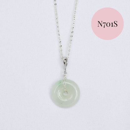 Petite Unique Jade Donut Necklace - Sterling Silver