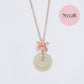 Jade Donut with Orchid Pendant Necklace - Rose Gold
