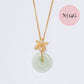 Jade Donut with Orchid Pendant Necklace - Gold Filled