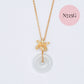 Jade Donut with Orchid Pendant Necklace - Gold Filled