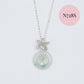 Jade Donut with Orchid Pendant Necklace - Sterling Silver