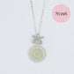 Jade Donut with Orchid Pendant Necklace - Sterling Silver