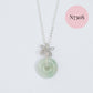 Jade Donut with Orchid Pendant Necklace - Sterling Silver