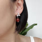 Geometric Stud Earrings with Red Agate
