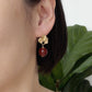 Three Leaf Hook Earrings with Red Agate