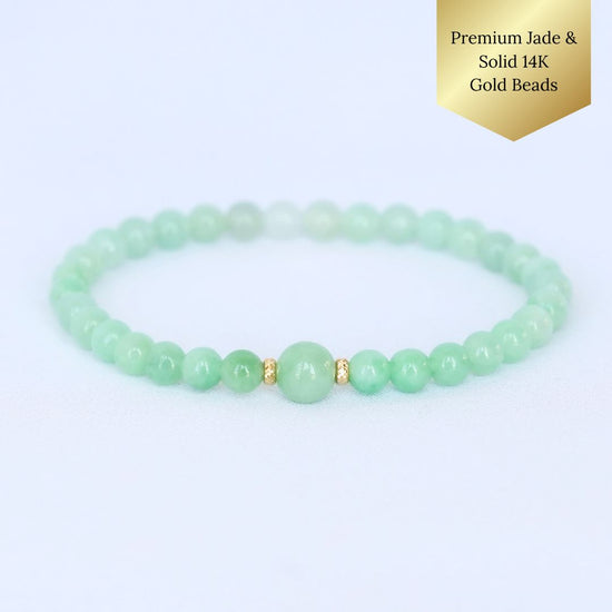 Fresh Minty Jade Bracelet B2169 - 14K Gold